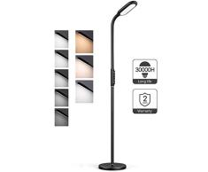 TaoTronics Stehlampe LED Dimmbar 12W Stehleuchte für Wohnzimmer Schlafzimmer, Hohe 30.000 Stunden Lebensdauer, 5 Helligkeitsstufen, 3 Farbtemperaturen, Touch-Bedienung, Flexibler Schwanenhals, Schwarz