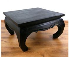 Großer Opiumtisch in schwarz. 76 x 76 x 40cm. Beistelltisch bzw. Couchtisch aus Massivholz. Kolonialstil, Möbel asiatisch