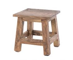DESIGN DELIGHTS RUSTIKALER Vintage FUSSHOCKER PALO | 27,5x26x26cm (HxBxT), Mahagoni Recyclinholz | Holzhocker, Sitzhocker, Beistelltisch, Blumenhocker | Farbe: 01 Natur-Vintage