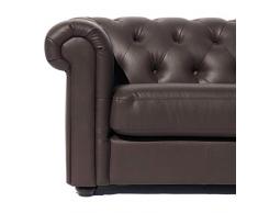 DESIGN DELIGHTS 3er Chesterfield Sofa Classy | Kunstleder, 205x90cm(LxT), Dreisitzer Couch, Kultsofa mit Knopfheftung, Polstercouch | Farbe: 08 Coffee