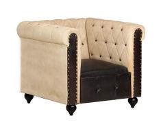 Tidyard Relaxsessel Chesterfield-Sessel Polstersessel Lounge Sessel 89 x 76 x 75 cm mit Armlehnen,Armlehnensessel Fernsehsessel Loungesessel Wohnzimmersessel,Echtleder, Massives Mangoholz