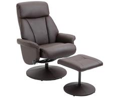 HOMCOM Relaxsessel Fernsehsessel Liegesessel Beinablage 360° 2er-Set Stahl Braun 78 x 76 x 106 cm/78 x 108 x 94 cm