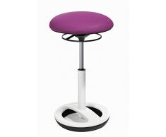 Topstar Sitness High Bob, Stehhilfe, Fitnesshocker, Arbeitshocker, Sitzhöhe: 49 - 70cm, Standfußring Alu weiß lackiert, Stoffbezug, violett