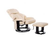 HOMCOM Massagesessel Fernsehsessel Sessel mit Hocker Massage mit Wärmefunktion und Vibration creme