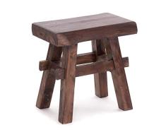 DESIGN DELIGHTS RUSTIKALER Holz HOCKER Vintage 40 | Recycling Hartholz, 43x45x27 cm (HxBxT) | Sitzhocker aus Massivholz, Schemel | Farbe: 03 Dunkelbraun