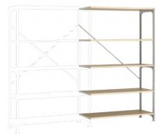 Manuflex Lagerregal Budget , Anbauregal mit 5 Holzverbundböden, HxBxT = 2000x1250x1000 mm