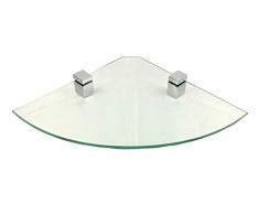 Regale4You Glasregal Ecke 35x35 cm KlarGlas mit Clip Halterung Block in chromfarben /3 Eckregale