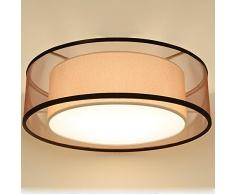 Modernes Design Runde LED-Deckenleuchte Stoff Textil Deckenlampe Crape Fabric Drum Shade Pendelleuchte für Wohnzimmer Schlafzimmer Schöne Küche Esszimmer Warmweiß Ø60xH25cm 4xE27 Schwarzes Garn