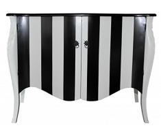 Casa Padrino Barock Kommode Schwarz/Weiß Streifen 120cm Mod - Antik Stil Möbel