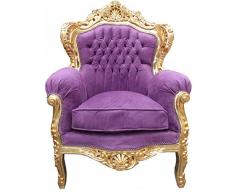 Casa Padrino Barock Sessel King Mod 2 Lila/Gold Möbel Antik Stil