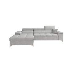 Ecksofa mit Schlaffunktion mit Bettkasten Sofa Couch L-Form Polstergarnitur Wohnlandschaft Polstersofa mit Ottomane Couchgranitur mit Bettfunktion - Ronaldo (hellgrau (savana 21), Ecksofa Links)