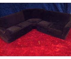 Puppenmöbel, Rundcouch aus dunklem Velour, 1:12