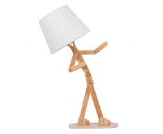 HROOME Kreative Modern DIY Verstellbare Holz Schreibtischlampe Leselampe mit Stoff Lampenschirm E14 Schraube für Kinder Schlafzimmer Büro Wohnzimmer Nachttischlampe Tischleuchten Designer Lampen