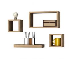 URBNLIVING Schwebendes Wandregal aus Holz, 4er-Set eiche