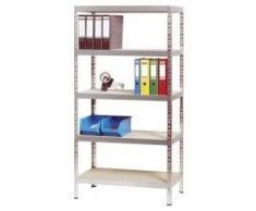 Profisteckregal/Werkbank Als Hochregal oder als Werkbank einsetzbar. Rahmen aus verzinktem Stahlblech mit 5 individuell feststeckbaren Holzböden, 10 mm stark. Tragkraft je Ebene ca. 175 kg. Gewicht: ca. 30 kg.