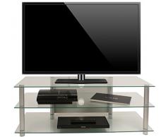 VCM TV Rack Lowboard Konsole LCD LED Fernsehtisch Möbel Bank Glastisch Tisch Schrank Aluminium Klarglas Zumbo