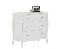 IDIMEX Kommode im Barockstil Antoinette, Sideboard Anrichte Schubladen Design Flur Diele, weiß, 3 Schubladen im antik Barock Stil, Kiefer massiv