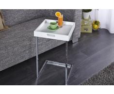 Invicta Interior Ciano Design Beistelltisch Tablett-Tisch weiß chrom 40 x 40 cm