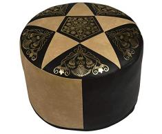nxtbuy Orientalisches Sitzkissen OrientRelax Ø 50 cm Kunstleder Dessin Dunkelbraun-Hellbeige 2 - Runder Sitzpouf mit aufwendiger Prägung - Vielseitig Verwendbar als Sitzhocker Bodenkissen Fußhocker