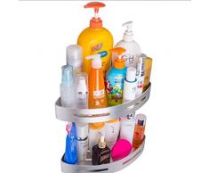 wcj Fächerförmiges Badezimmer-Eckregal, silbernes Raum-Aluminiumbadezimmer-nicht perforiertes Wand-hängendes Regal, Badezimmer-Saugwand-Regal, 306Mm * 225Mm * 45Mm