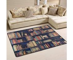 Mnsruu Vintage Bücher auf Bücherregal in Bibliothek Bücherwurm Bereich Teppich für Wohnzimmer Schlafzimmer 183 cm x 122 cm