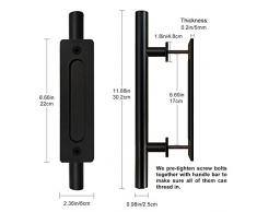 Scheunen Türgriff,Schiebetür Handgriff Walfront Schwarzer Kohlenstoffstahl Weinlese Ziehen und Flutend Loch Mitten 170mm, Antiker Türgriff Für Küchen Schlafzimmer Schrank