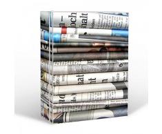 BANJADO Medizinschrank groß abschließbar / Arzneischrank 35x46x15cm / Medikamentenschrank aus Metall weiß mit Motiv Zeitungen