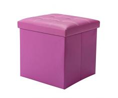 Baiyun flyin Mai® Quadratischer Stauraumhocker, Praktische Lederfußstütze, Gepolsterte Sofabank - Mit Deckel, Wohnzimmerschlafzimmer, Einzelner Stuhlstuhl - Faltbar (Farbe : Purple)