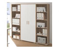möbelando Regalwand Aktenschrank Büroschrank Schrankwand Büromöbel Regal Clermont I Sonoma-Eiche/Weiß