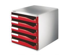 Leitz 52800025 Schubladenset Formular-Set, 5 Schubladen, lichtgrau/rot (Formular-Set, 5 Schubladen, rot)