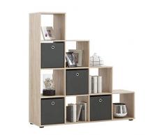 FMD furniture Treppenregal Raumteiler Bücherregal Raumtrenner 10 Fächer, in Eiche 38,5 x 141,5 x 32,6 cm (BxHxT)