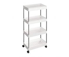 SONGMICS Rollwagen mit 4 Ebenen, Küchenwagen, auf Rollen, platzsparendes Küchenregal und Badregal, für die Küche, das Büro und das Badezimmer, 40 x 22 x 86 cm, weiß KSC10WT