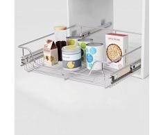 UBaymax 2 Stück Einbauschublade Teleskopschublade 60 cm Breite, Stahl Korbauszug Küchenschrank Drahtkörbe, Schrankauszug Schlafzimmerschränke Vollauszug