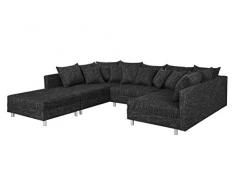Küchen-Preisbombe Wohnlandschaft Sofa Couch Ecksofa Eckcouch in Gewebestoff schwarz Minsk XXL