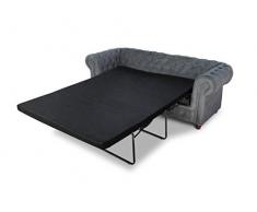 Schlafsofa Chesterfield Asti Bis 3-Sitzer, Sofa mit Schlaffunktion, Couch 3-er, Couchgarnitur, Sofagarnitur, Holzfüße, Polstersofa (Dunkelblau (Velvet 86))