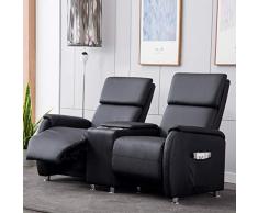 Lifestyle For Home Kinosofa 2 Sitzer Relaxchair Fernsehsessel Cinema Sofa Sessel schwarz verstellbar mit Getränkehalter