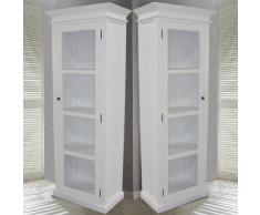 CAGÜ - ZEITLOS ELEGANTER VITRINENSCHRANK BUFFETSCHRANK [Josephine] 1-türig ANTIK-Weiss 70 x 190cm Mahagoni im ZEITLOSEN LANDHAUSSTIL
