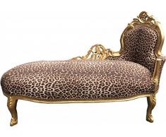 Casa Padrino Barock Chaiselongue King Leopard/Gold - Möbel Liege Recamiere