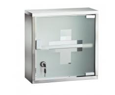 EDELSTAHL Medizinschrank Arzneischrank ERSTE HILFE Schrank Glastür 2 Keys Push