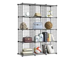 BRIAN & DANY 12 Kubus Regalwürfel Drahtregal, Größere Würfel (35 cm vs. 30 cm) Steckregal aus Drahtgitter Regalsystem vielseitiges modulares Lagerregal, Schwarz