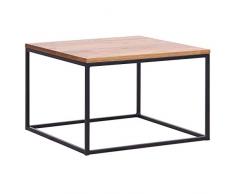 Damiware Couchtische Beverly Beistelltisch Massiv Holz Industriedesign fur Wohnzimmer | (Schwarz, 60 x 60 cm)