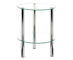 Haku Möbel Beistelltisch rund-Stahlrohr verchromt klares Sicherheitsglas H 47 cm