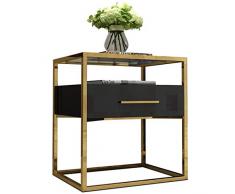 XWZJY Hochwertige Sofa-Beistelltische Gehärtetes Glas Kaffetisch Freizeit Nachttisch mit Schublade für Wohnzimmer Balkon, 55 x 42 x 60 cm