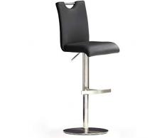 Robas Lund Barhocker Schwarz Leder mit Lehne Barstuhl drehbar 360 Grad, Hocker höhenverstellbar, BAR.DO