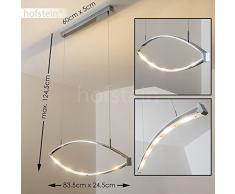 LED Pendelleuchte Alcove, gebogene Hängelampe aus Metall in Chrom, Höhe max. 124,5 cm (verstellbar), 5 x 4 Watt, 1200 Lumen, 2700 Kelvin (warmweiß), Hängeleuchte m. verstellbaren Leuchtbögen