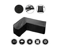 Außenterrassenmöbel Courtyard Square Table Rattansofa L-förmige Ecke wasserdichte Oxford-Stoff-Staubschutzhülle Schwarz