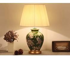 NPZ- Amerikanischer Landhausstil warme Tischlampe Keramik Leichter Körper Tuch Lampenschirm Schlafzimmer Wohnzimmer Tischlampe Beleuchtung und Armaturen ( Farbe : A )