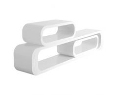 WOLTU RG9230ws Wandregal Würfel Lounge 3er Set Bücherregal Regalsysteme, Retro Hängeregal, 95/40/40 cm, Weiß