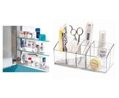 iDesign Medikamentenbox für Bad und Medizinschrank, kleine Medizinbox aus Kunststoff, übersichtliche Medikamenten Aufbewahrung mit 7 Fächern, durchsichtig