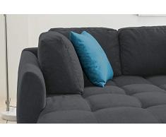 lifestyle4living Ecksofa mit Bettkasten | Schlaffunktion | Eckcouch Polsterecke L Couch Sofa L Form | Wohnlandschaft inkl. Rückenkissen und Zierkissen | Stoff Grau